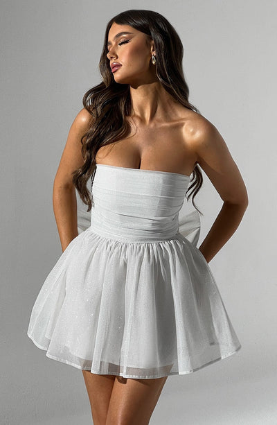 Kate | Mini Kleid Weißer Glitter