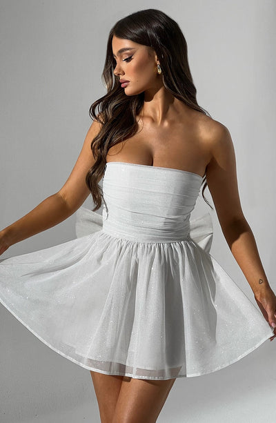 Kate | Mini Kleid Weißer Glitter