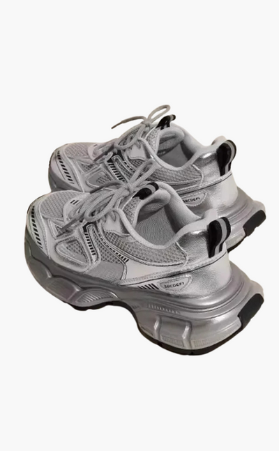 Alora | Chunky Mesh Sneaker Damen – Bequeme & Sportliche Schuhe mit Trendiger Sohle, Grau