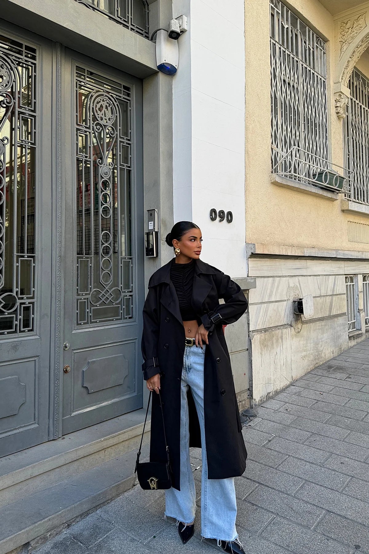 Marie | Schwarzer Trenchcoat im eleganten Design für Damen
