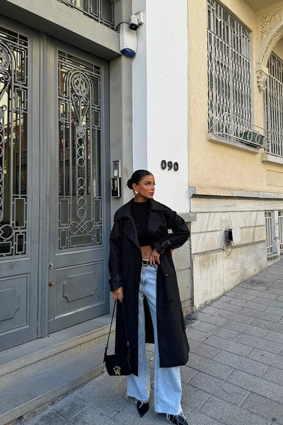 Marie | Schwarzer Trenchcoat im eleganten Design für Damen