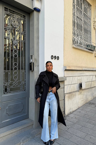 Marie | Schwarzer Trenchcoat im eleganten Design für Damen