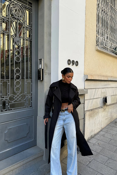 Marie | Schwarzer Trenchcoat im eleganten Design für Damen