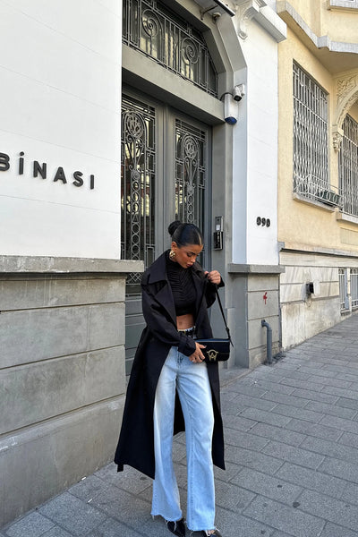 Marie | Schwarzer Trenchcoat im eleganten Design für Damen