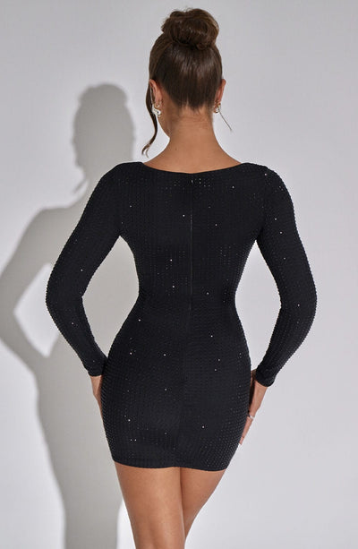 Lana | Bodycon-Minikleid mit Langarm und Feinen Glitzereffekten
