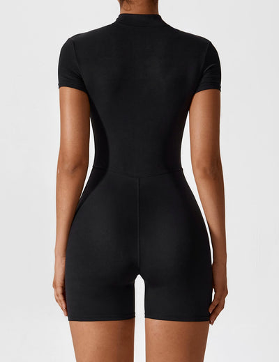 Elena | Nahtloser Kurzarm-Zip-Jumpsuit