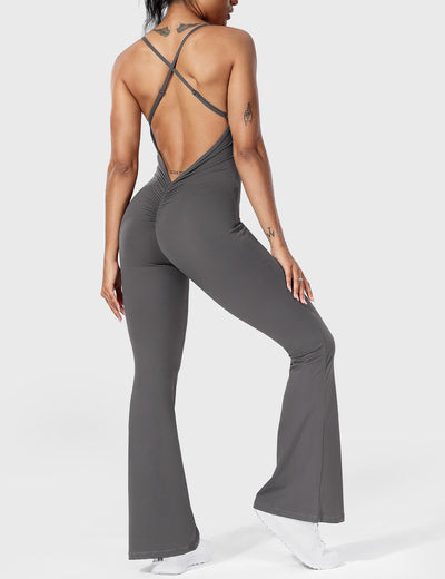 Serafina | Backless Flare Jumpsuit mit verstellbaren Trägern